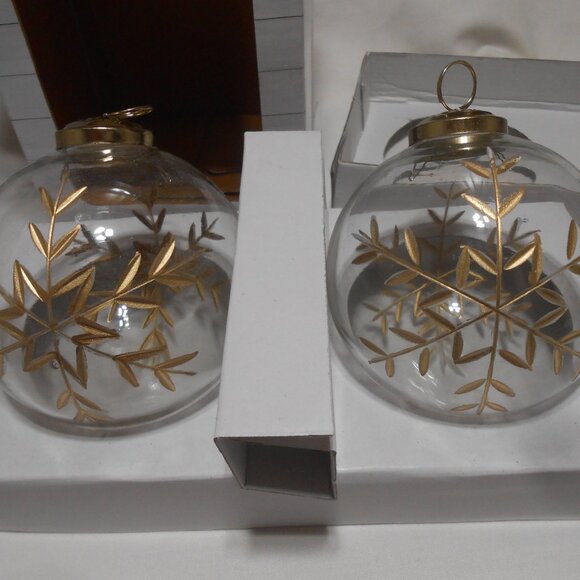 2 NEW MY TEXAS HOUSE BY ERIN VOGELPOHL JUMBO GLASS BULBS ORNAMENTS GOLD TRIM 🎄 - Picture 8 of 9